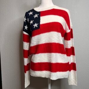 Nautical Stars & Stripes Slouchy Pullover Sweater NEW Sz Small
